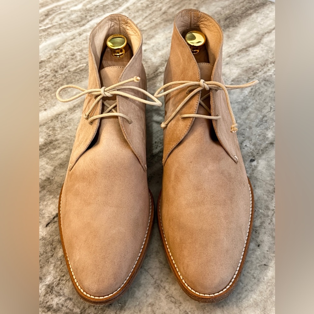 Gabriela Hearst Shepard Chukka Desert Boot Suede Beige 41 US 11 Stone Heel $1000